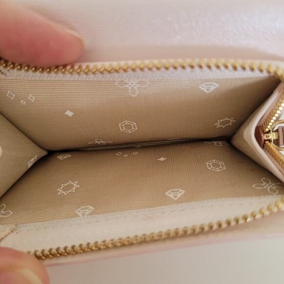 4C Luria Light Pink Saffiano Leather Wallet Floral Charm Designer Cute Small - Picture 9 of 10